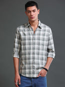 Men's Melange Twill Green Checks Shirts