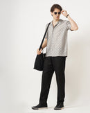 MEN'S REGULAR FIT SELF DESIGN SHIRT