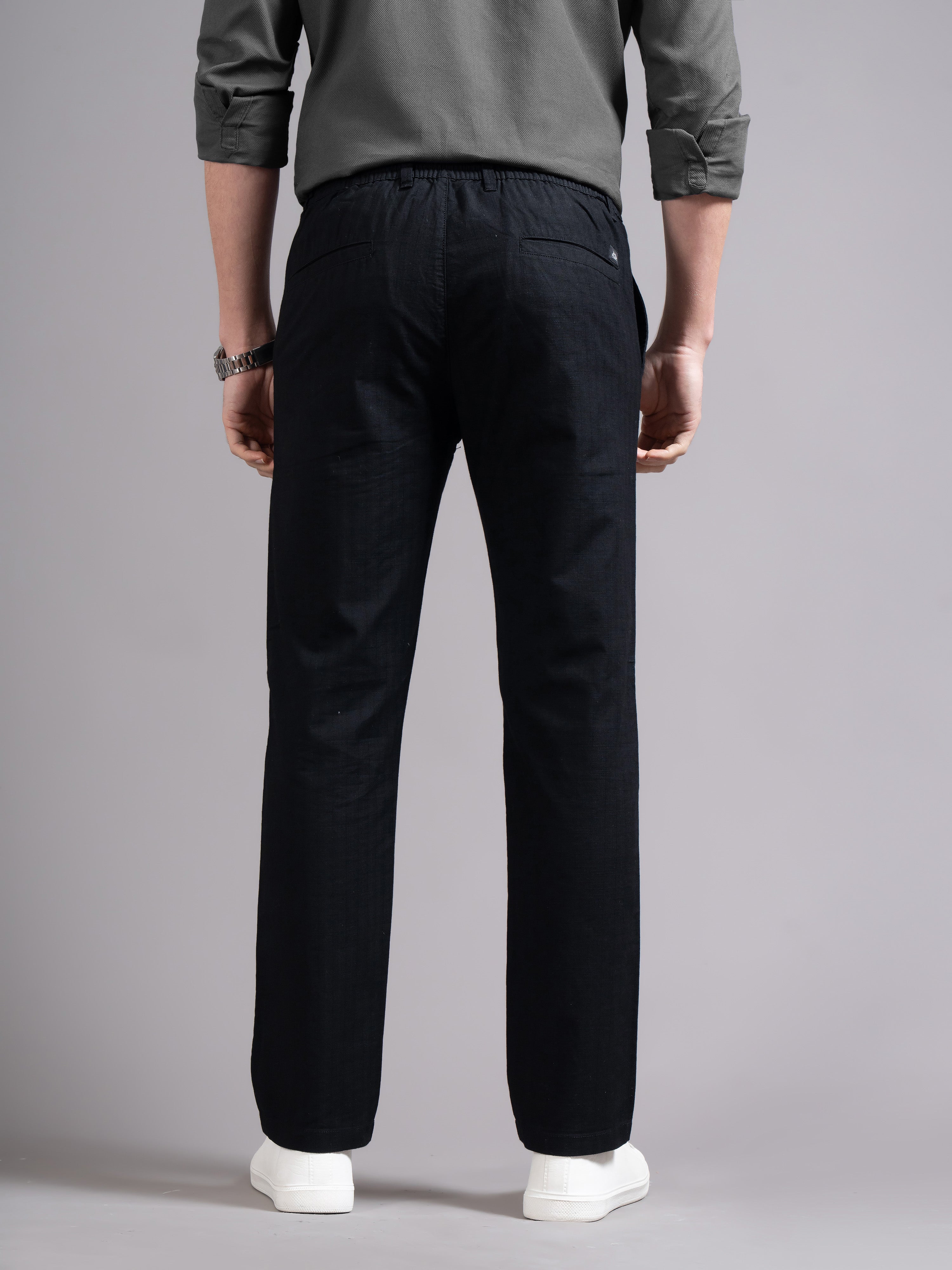 Men Smart Slim Fit Low-Rise Chinos Trousers