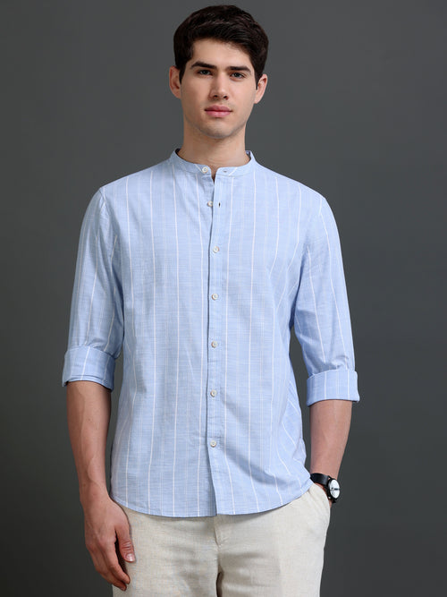 Men's Slim Fit Stripes Cotton Shirt