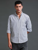 Men Stripes  Black Shirts