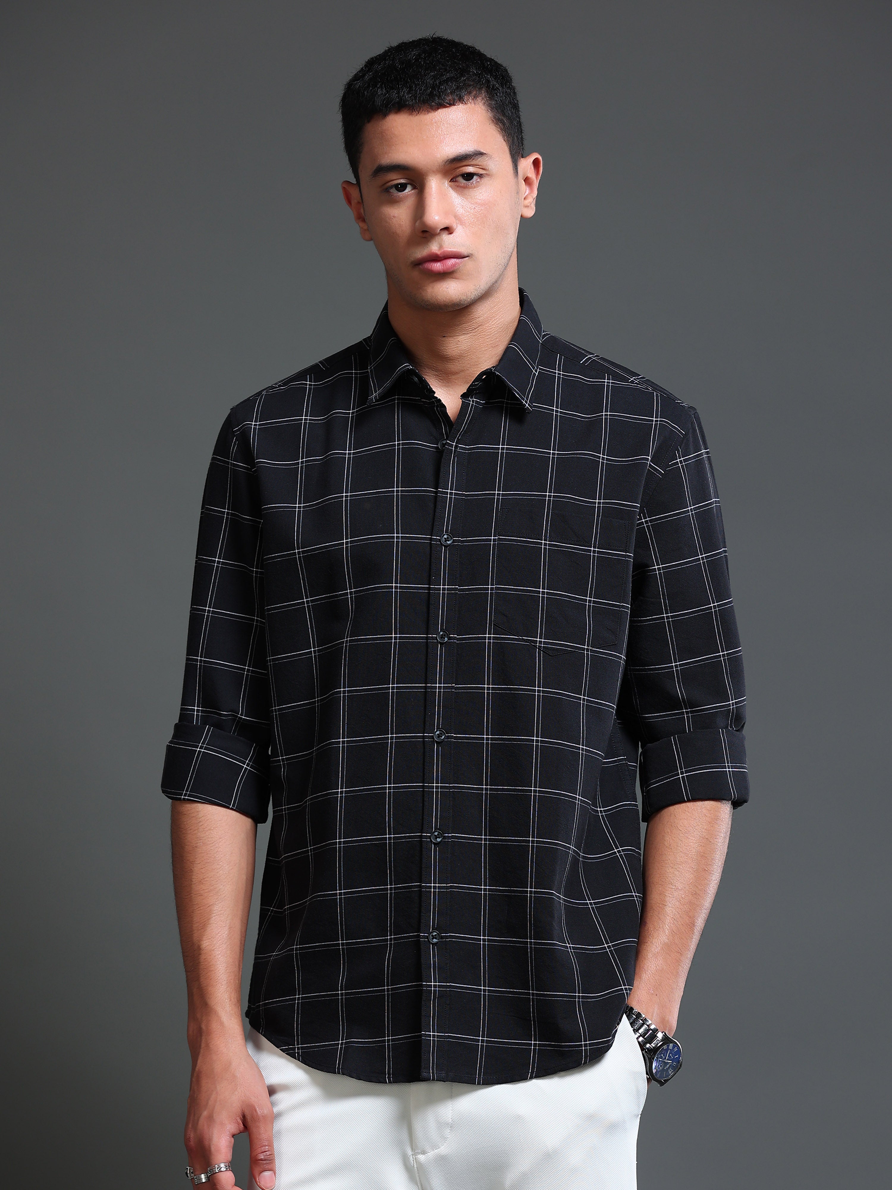 Men's Premium Oxford Black Checks Shirt