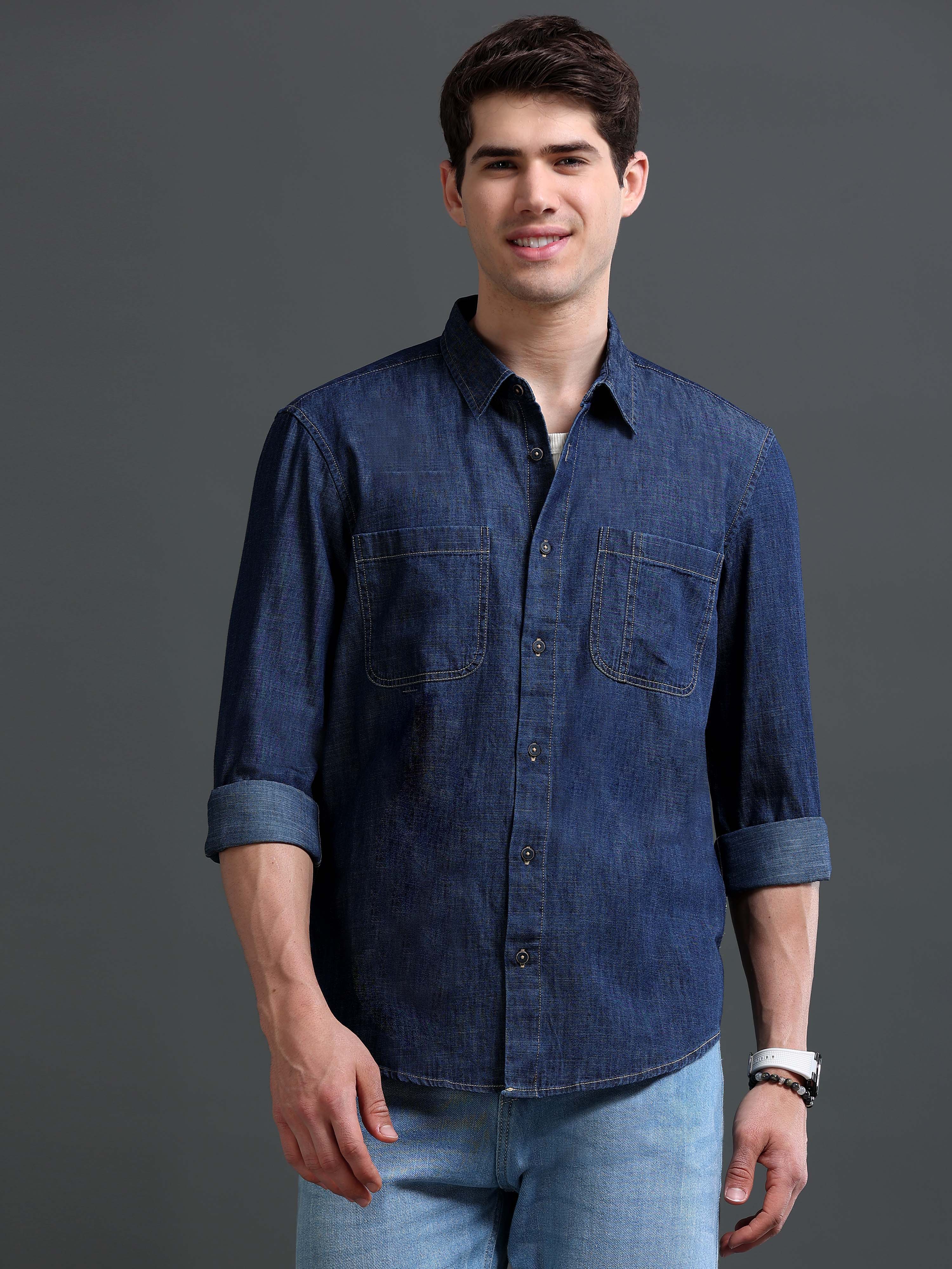 Men's Indigo Denim Slim Fit Shirt
