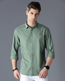 Green Self Design Dobby Casual Shirt