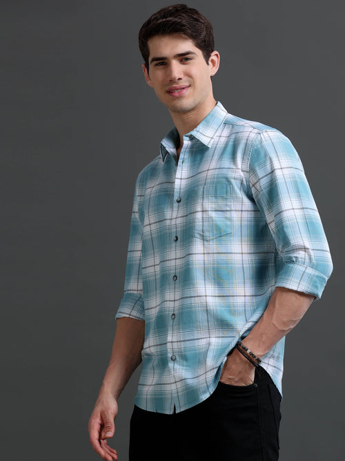 Men's Slim Fit Checked Cotton Shirt