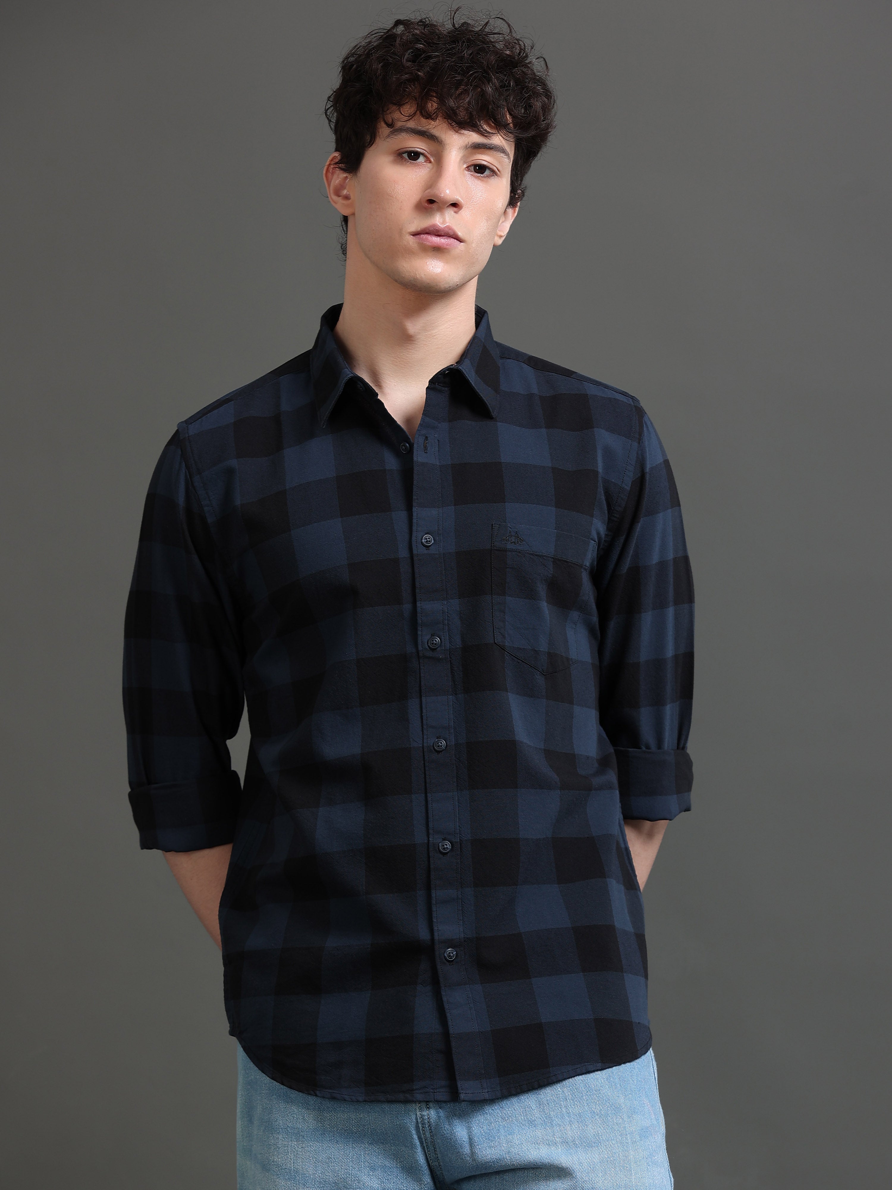 Men Smart Slim Fit Buffalo Checks Checked Casual Shirt
