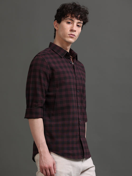 Men Smart Slim Fit Gingham Checks Checked Casual Shirt