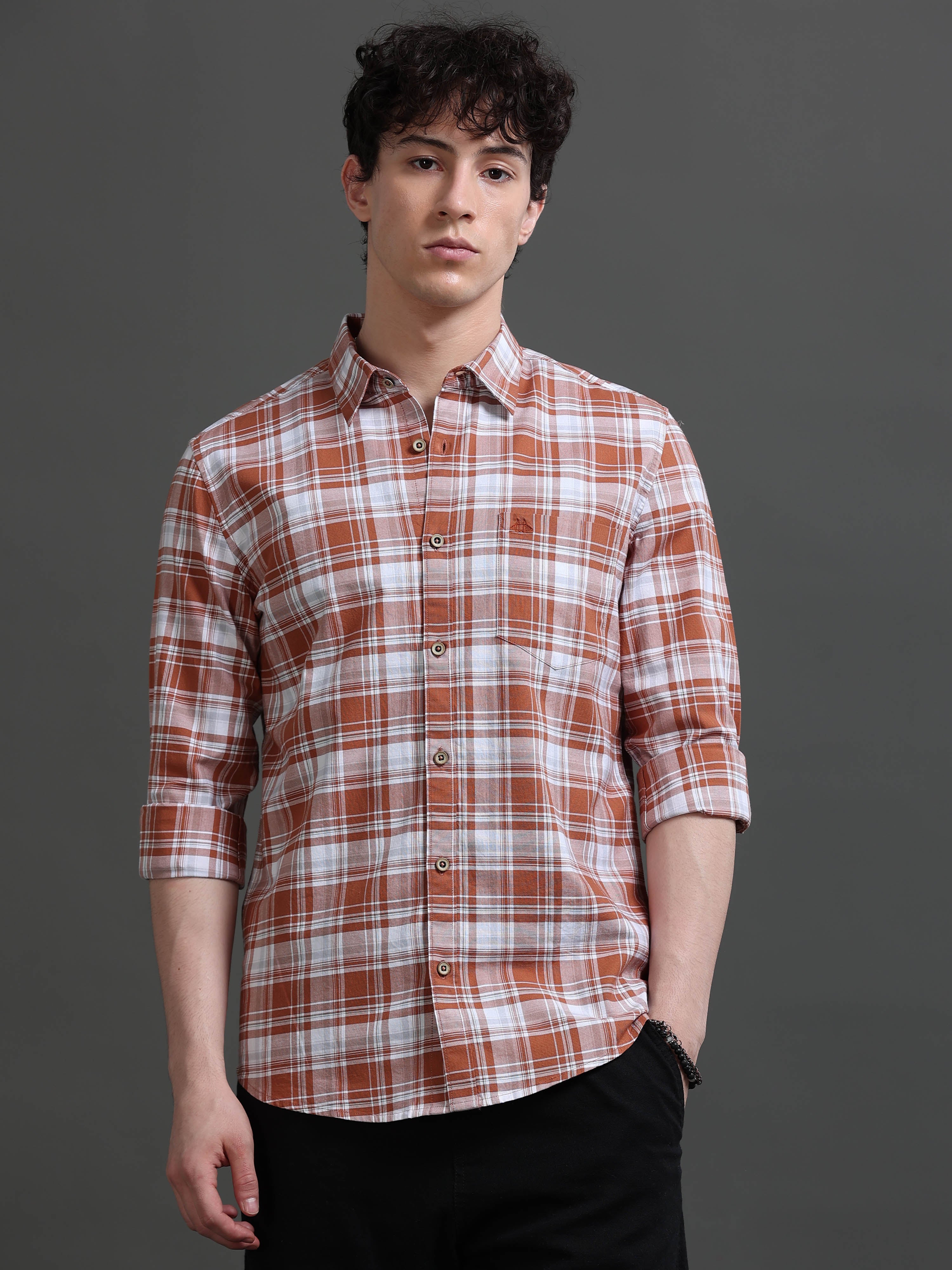 Men Smart Slim Fit Tartan Checks Checked Casual Shirt