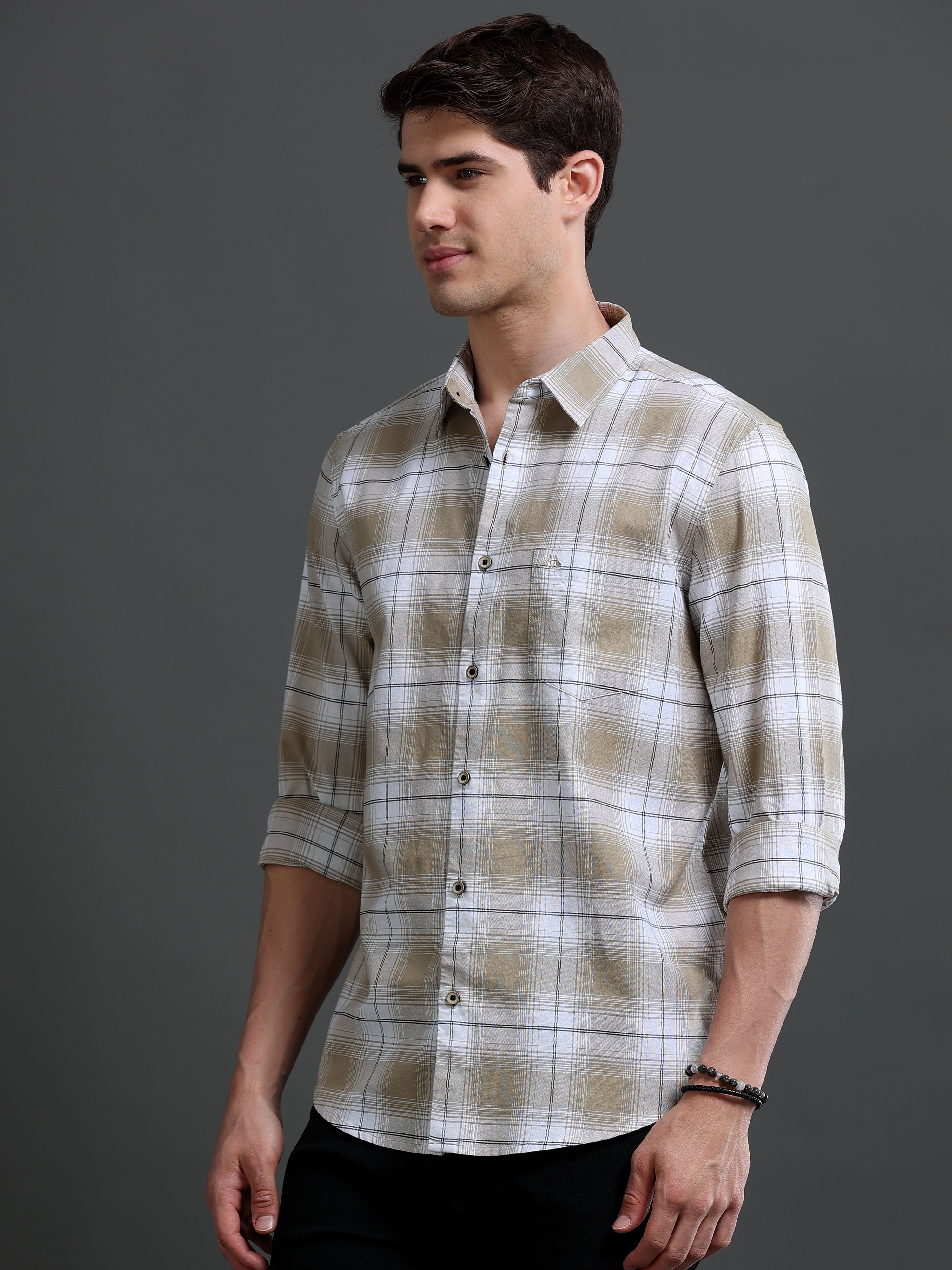 Men's Slim Fit Checked Cotton Shirt