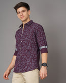 Men Classic Fit Spread Collar Abstract Printed Cotton Casual Shirt