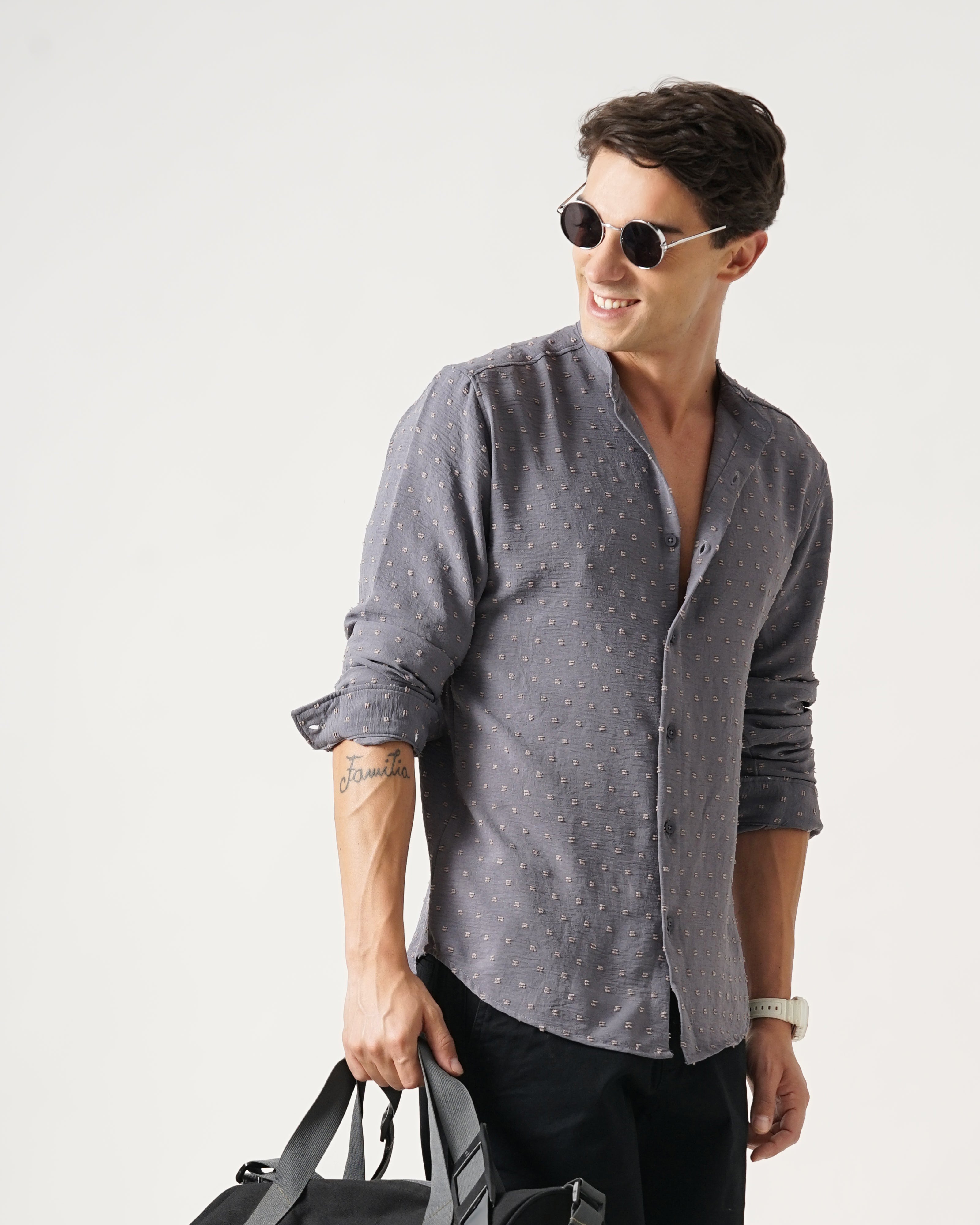 men's self design shirt
