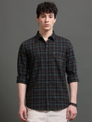 Men Smart Slim Fit Tartan Checks Checked Casual Shirt