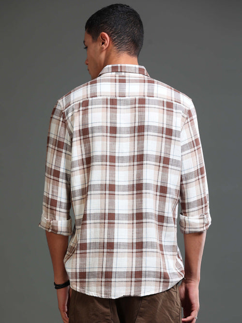Men's Premium Oxford Checks Brown Shirt