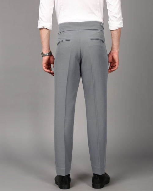 Men Smart Slim Fit Pleated Trousers