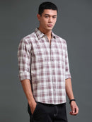 Men's Melange Twill Mauve Checks Shirts
