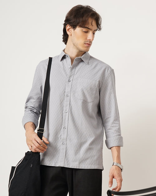 MEN'S SELF DESIGN REGULAR FIT SHIRT