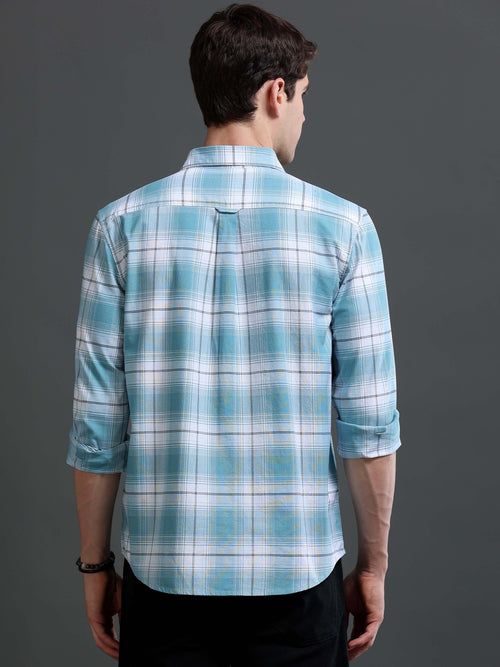 Men's Slim Fit Checked Cotton Shirt