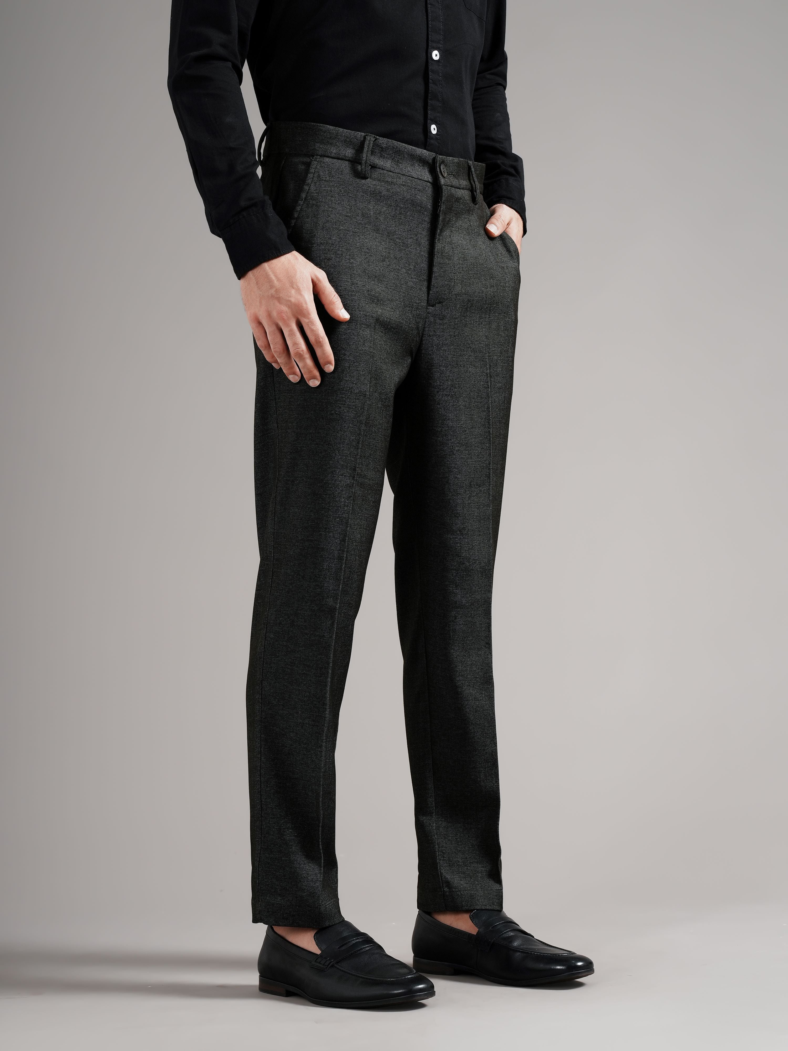 Men Tailored Straight Fit Low-Rise Trousers