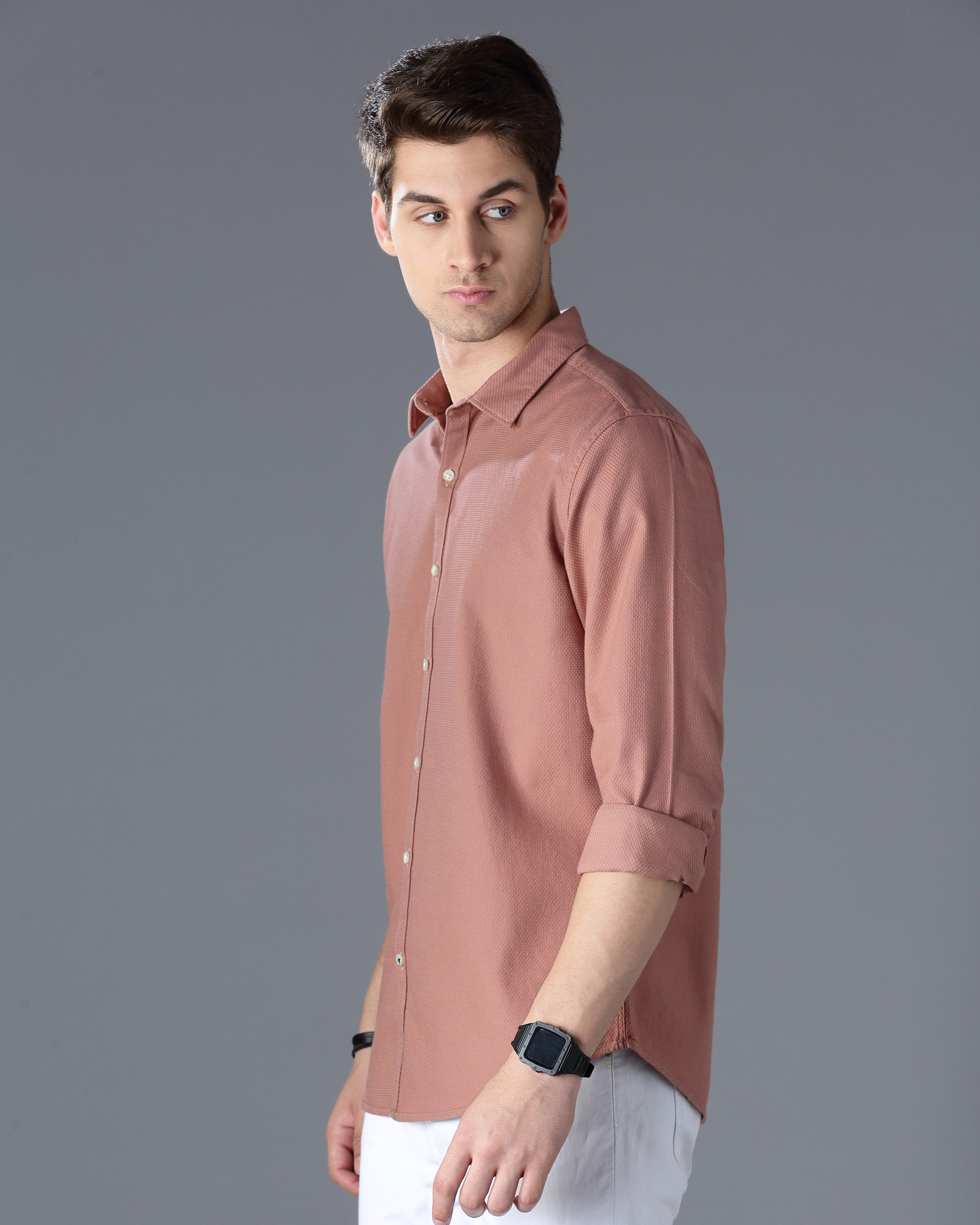 mauve Self Design Dobby Shirt