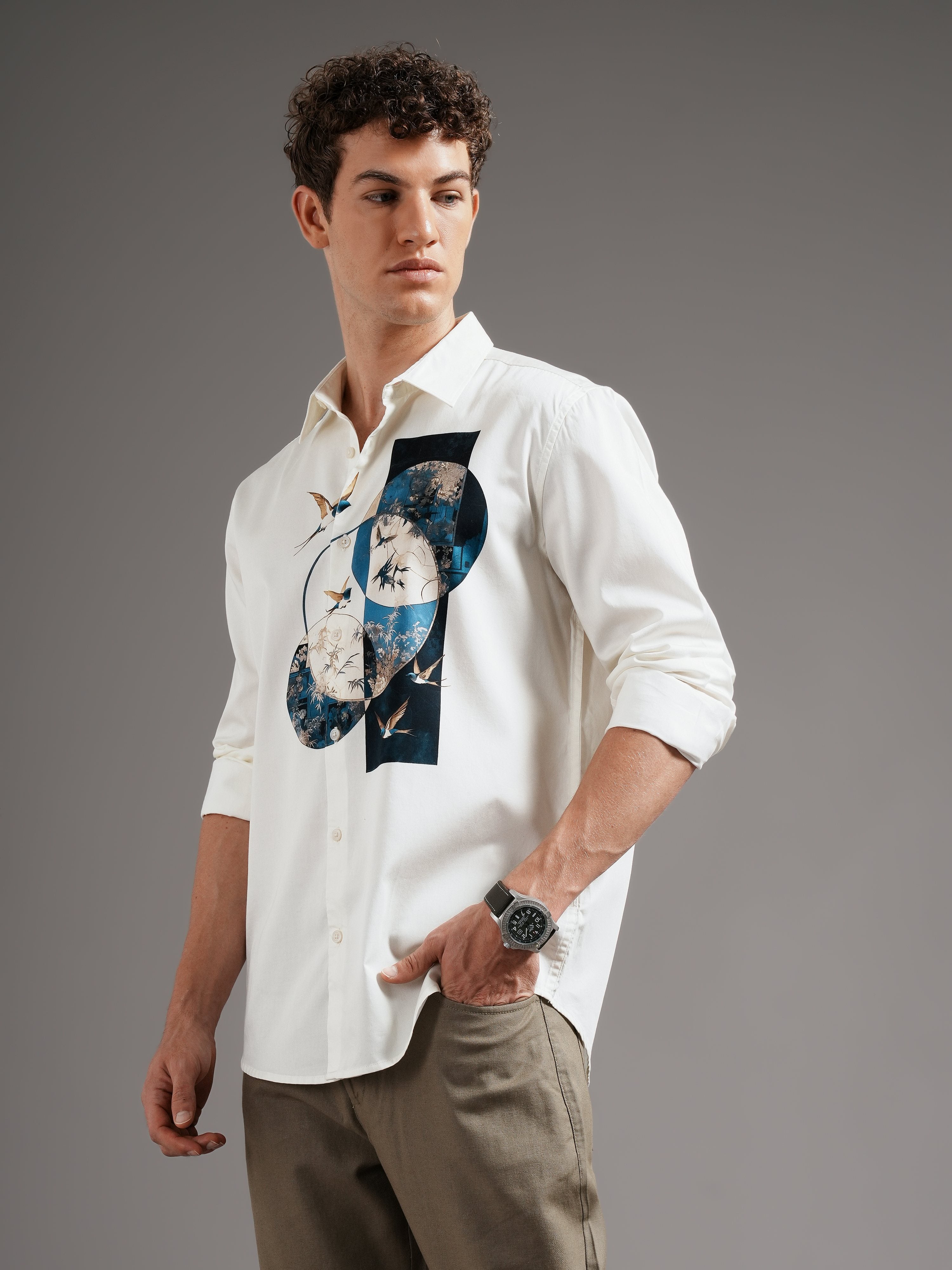 Men Smart Slim Fit Printed Casual Shirt