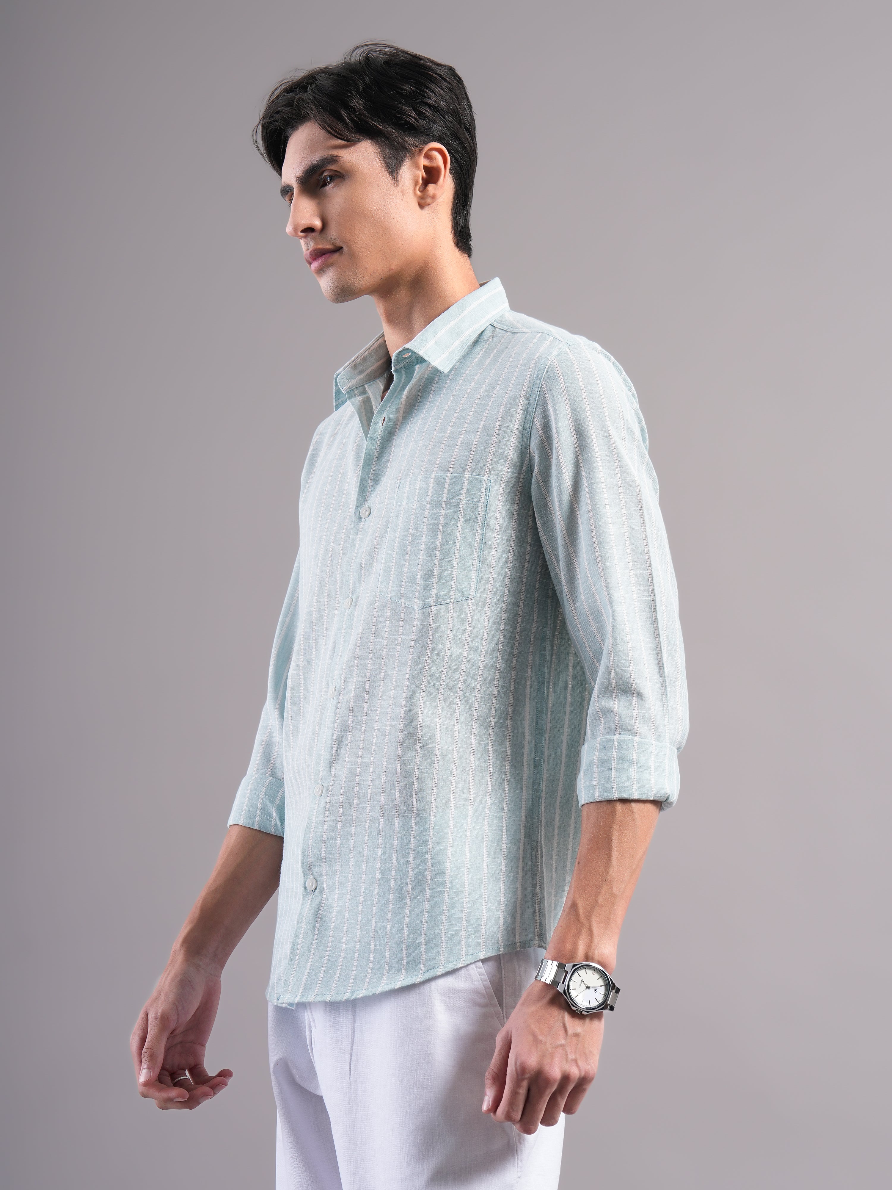 Men Smart Slim Fit Striped Casual Shirt