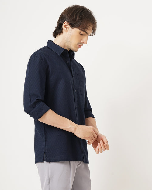 MEN'S SELF DESIGN REGULAR FIT SHIRT