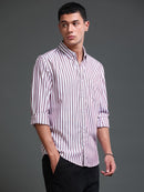 Men Stripes Red Shirts