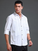 Men's Melange Twill White Checks Shirts