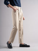 Men Low-Rise Relaxed Fit Stretchable Pleated Chinos
