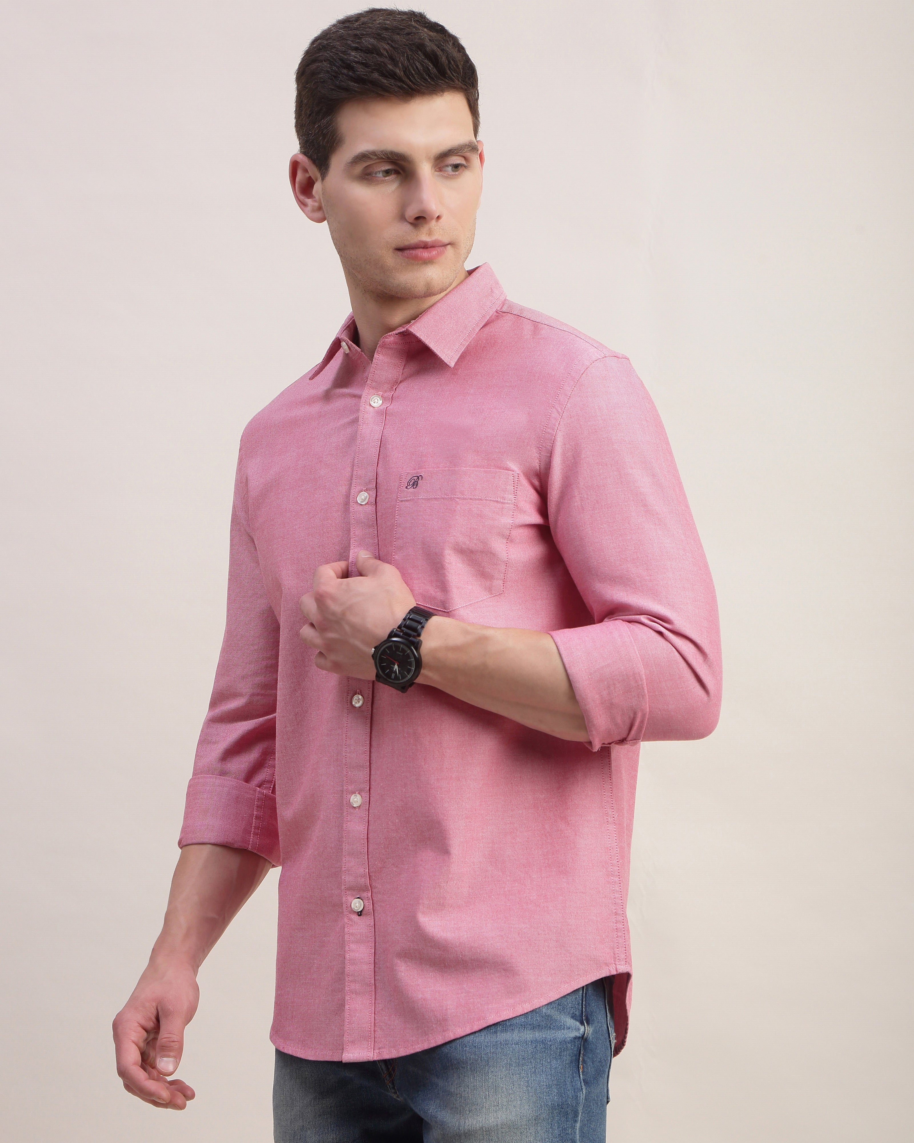 Men Slim Fit Oxford Cotton Casual Shirt