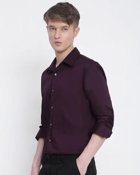 Satin Slim fit Plain Shirts