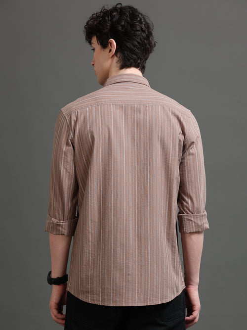 Men Smart Slim Fit Striped Casual Shirt