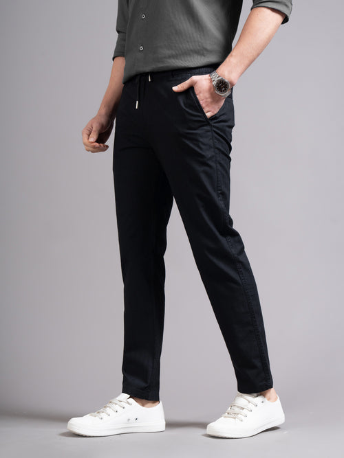 Men Smart Slim Fit Low-Rise Chinos Trousers