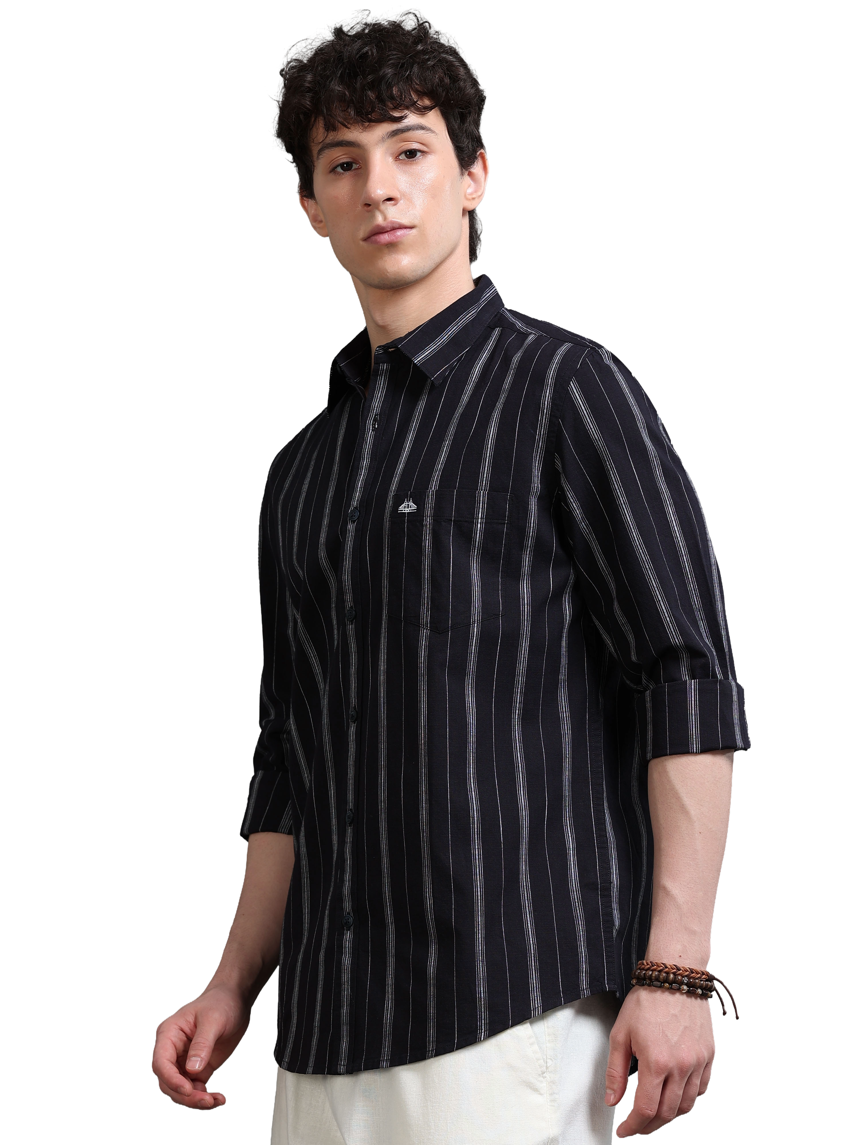 Men Smart Slim Fit Striped Casual Shirt