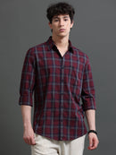Men Smart Slim Fit Tartan Checks Checked Casual Shirt
