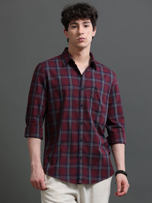 Men Smart Slim Fit Tartan Checks Checked Casual Shirt