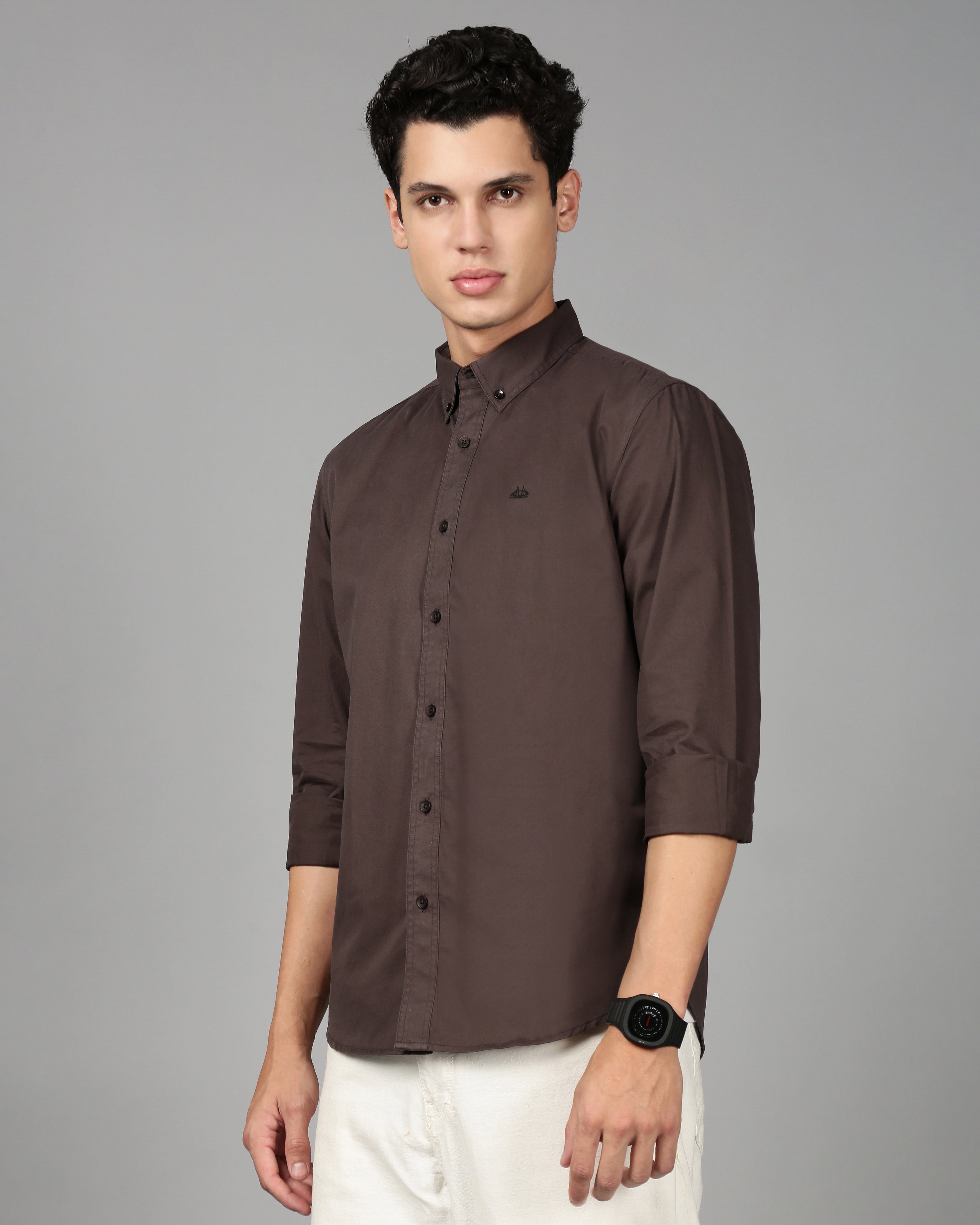 Smart Slim Fit Spread Collar Cotton Casual Shirt