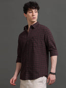 Men Smart Slim Fit Checked Casual Shirt