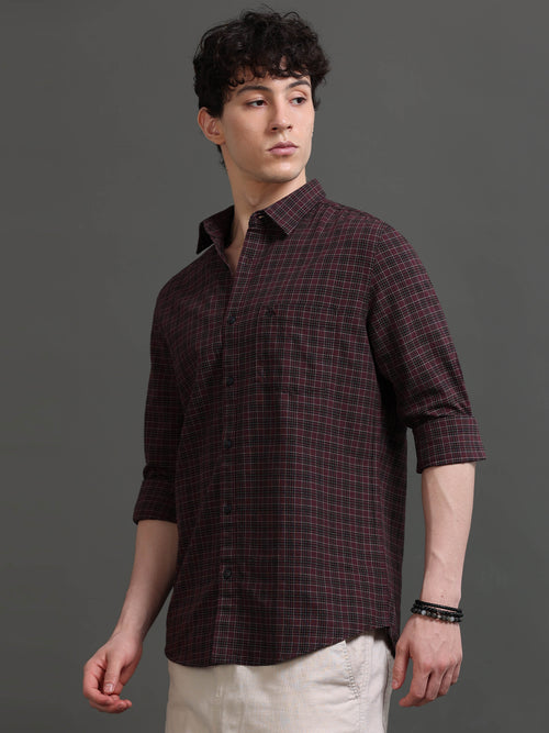 Men Smart Slim Fit Checked Casual Shirt