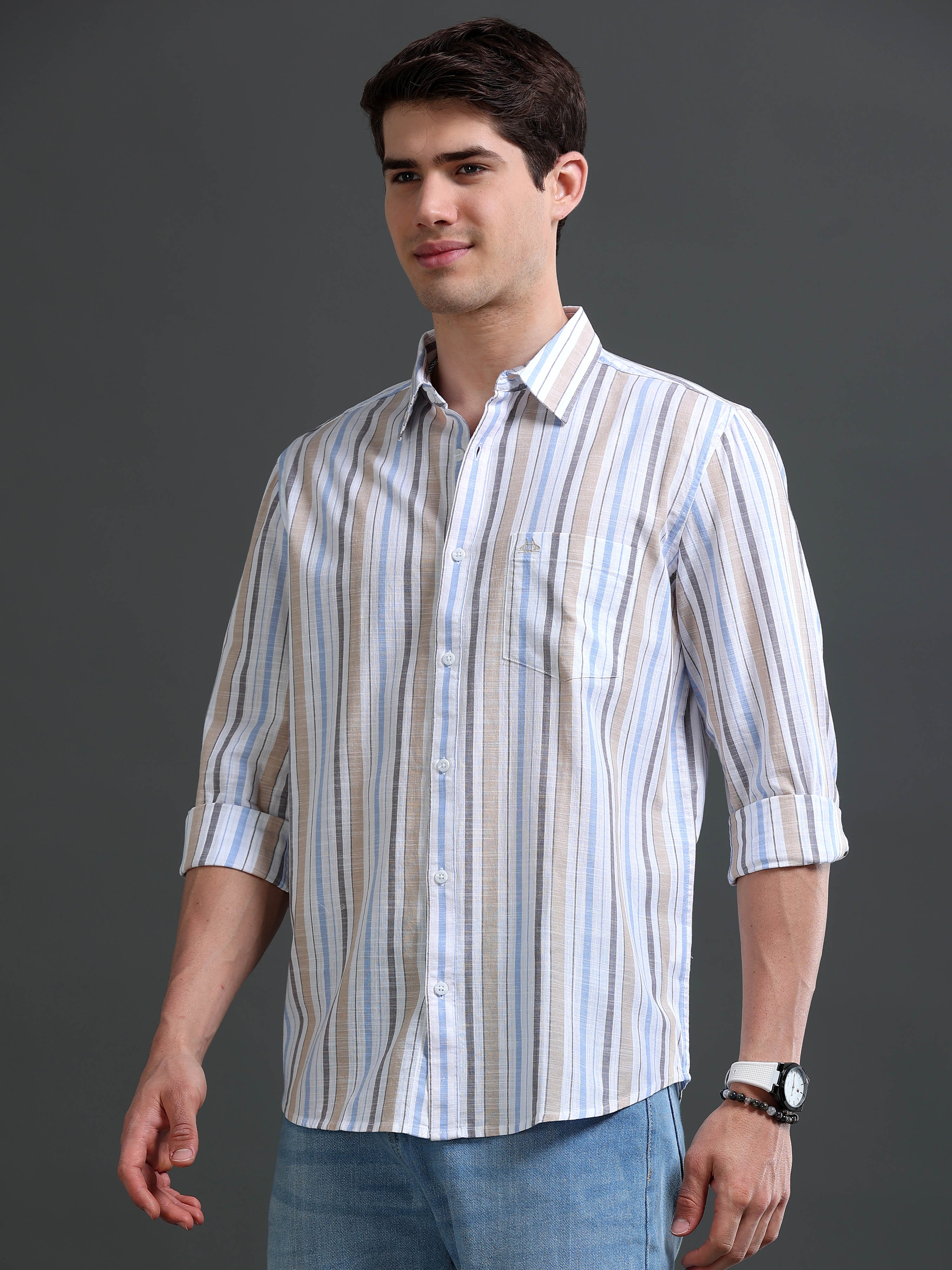 Men's Slim Fit Stripes Shirt