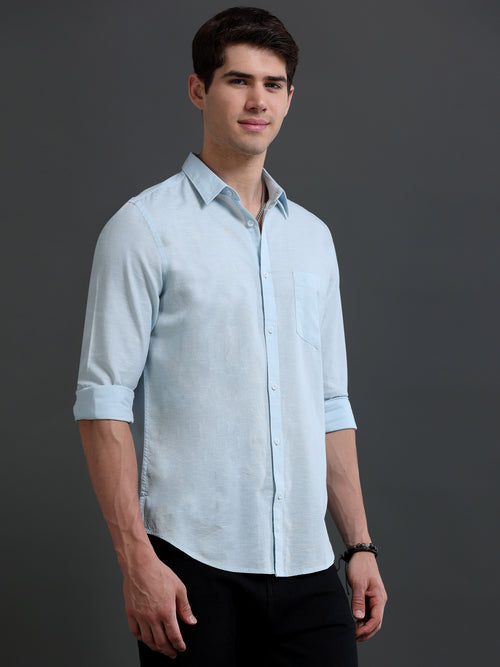 Men's Slub Slim Fit Solid Shirt