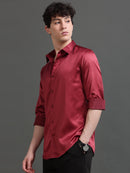 Men Spread Collar Smart Slim Fit Casual Shirt