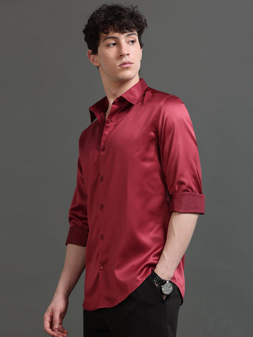 Men Spread Collar Smart Slim Fit Casual Shirt