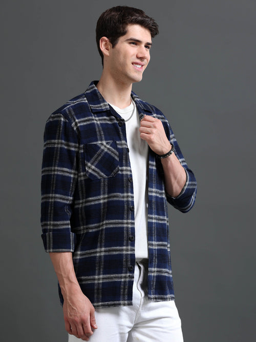 Men Smart Slim Fit Checked Casual Shirt