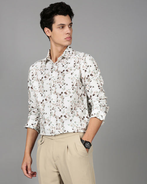 Men Smart Slim Fit Floral Printed Cotton Casual Shirt