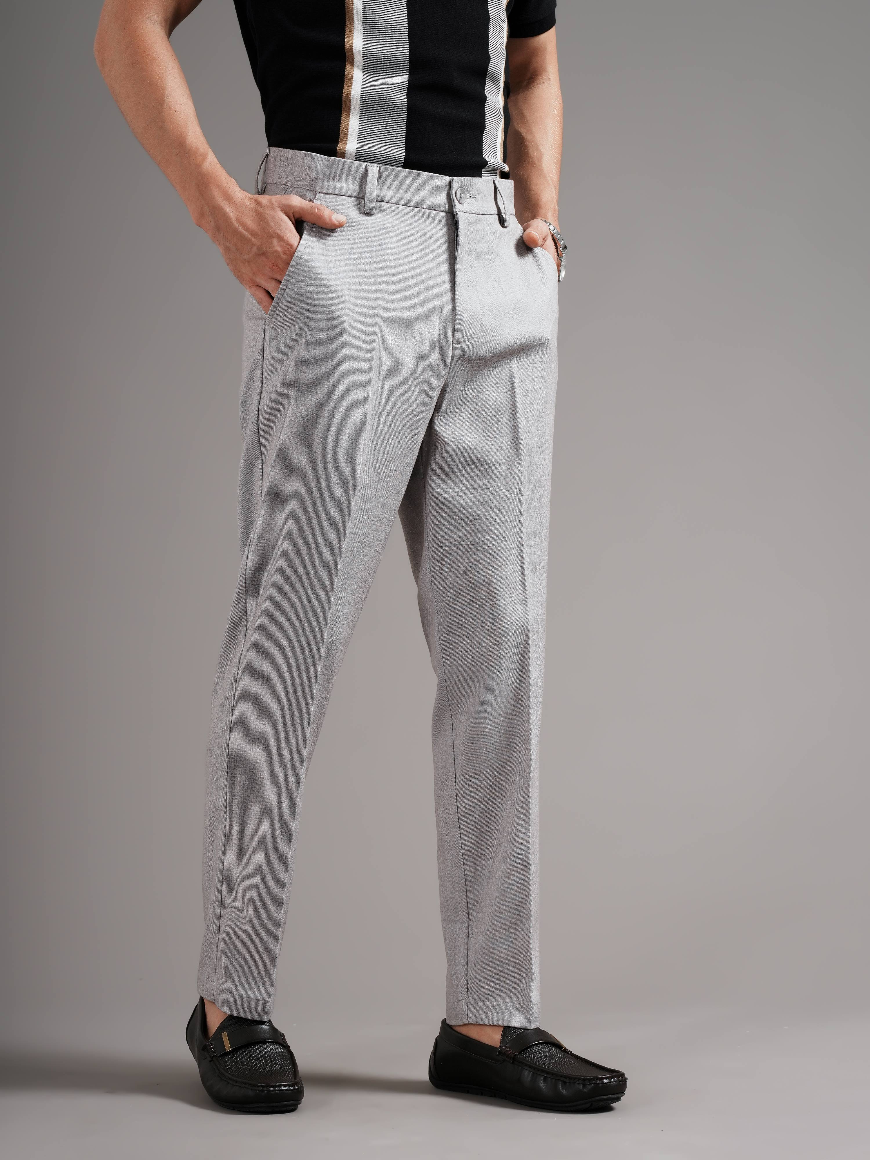 Men Tailored Straight Fit Low-Rise Trousers