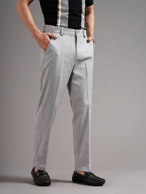 Men Tailored Straight Fit Low-Rise Trousers