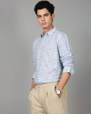 Men Smart Slim Fit Floral Printed Spread Collar Cotton Formal Shirt