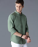 Green Self Design Dobby Casual Shirt