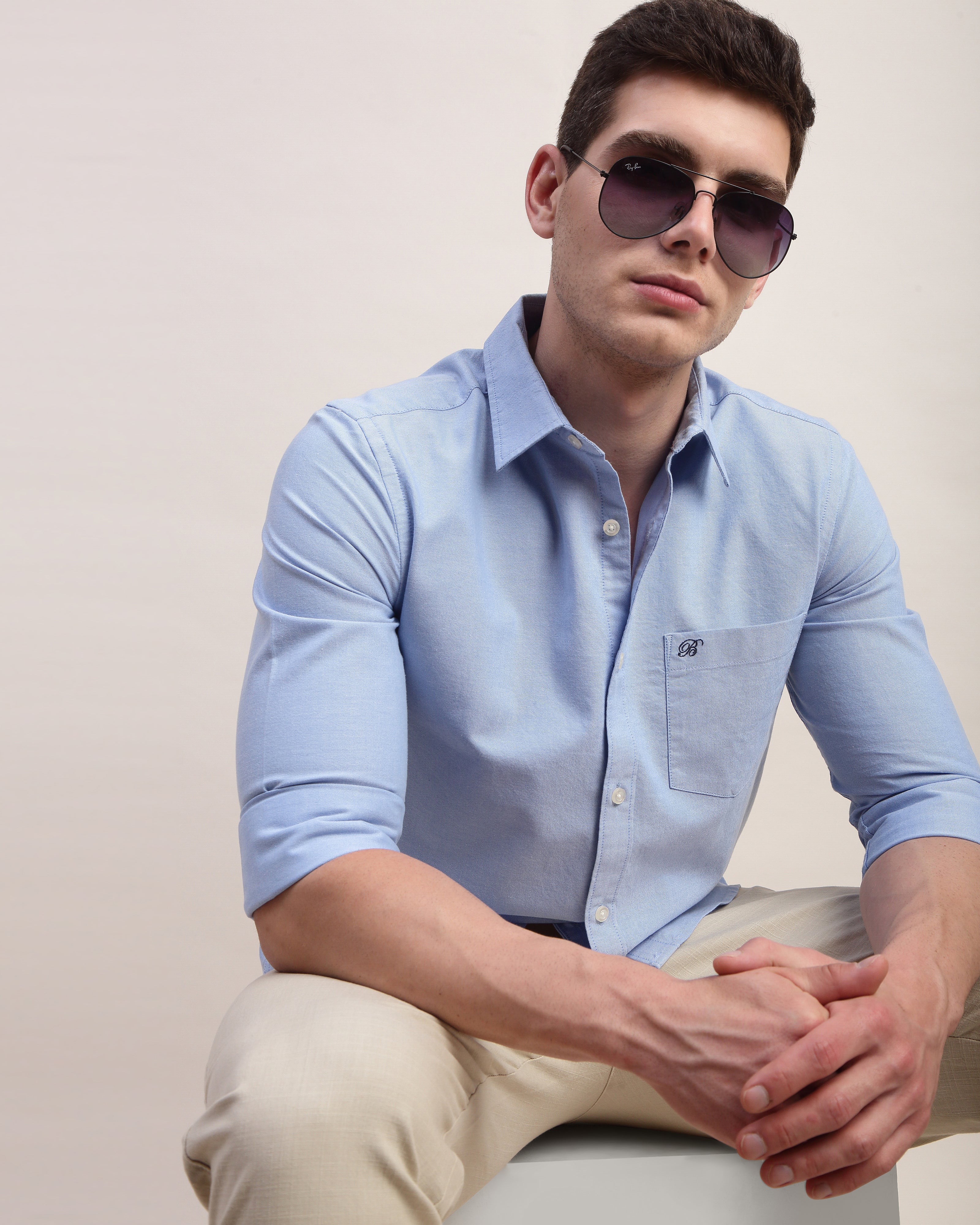 Men Slim Fit Oxford Cotton Casual Shirt